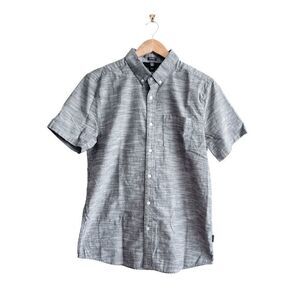 Volcom Mens Shirt Modern Fit Button Down Short Sleeve Black Medium